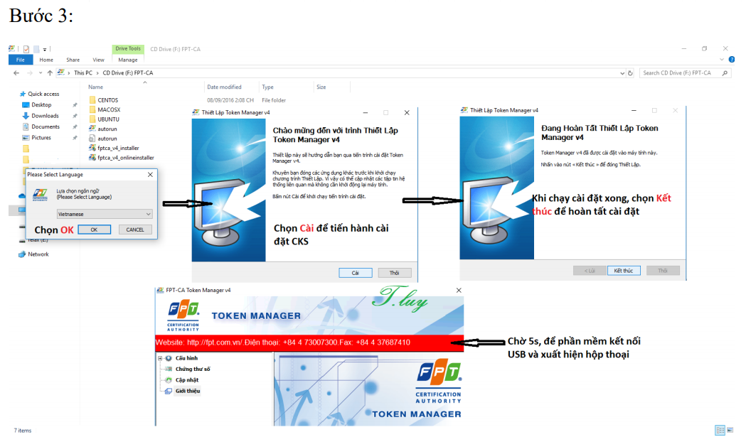 Chọn ngôn ngữ tiếng Việt rồi nhấn OK sau đó chờ trình quản lý Token hiện lên.
